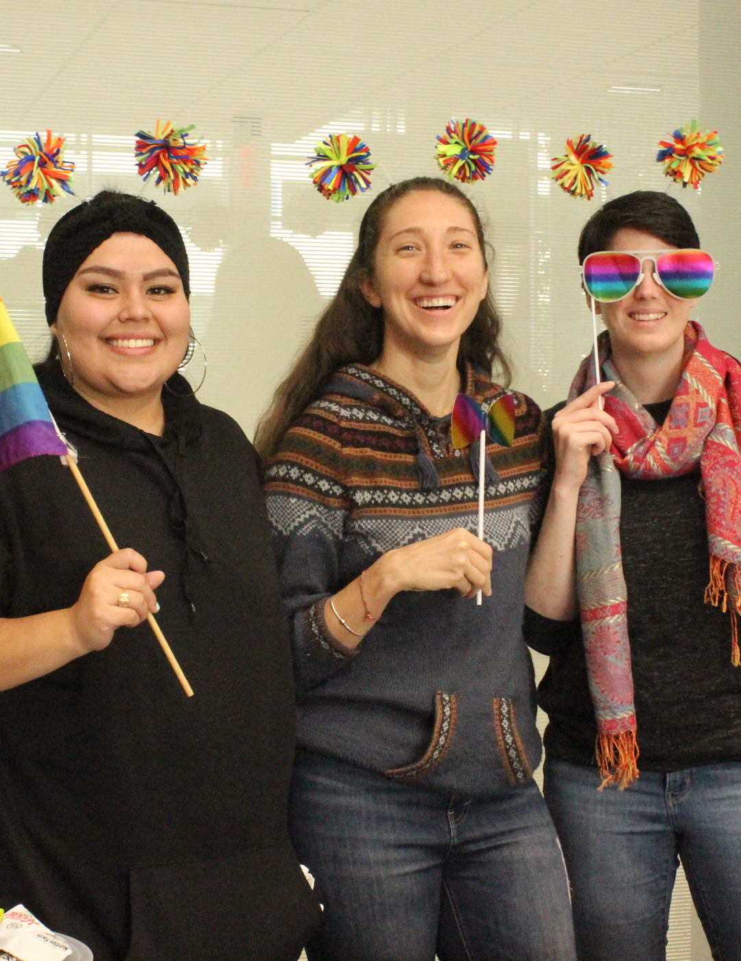 3 students with flags